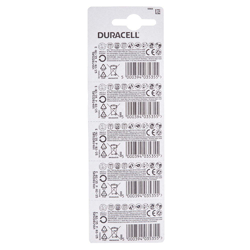 ��������� DURACELL ���� CR2032, 3V, 5 ��. � ������