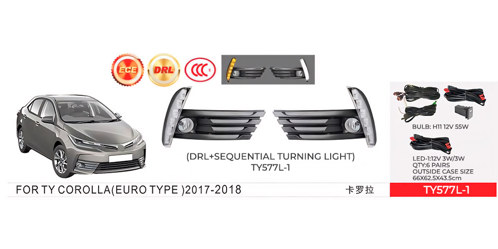 ���� ���. ������ Toyota Corolla 2016-18/TY-577L1-A/H11-12V55W+DRL-3W/3W/FOG+DRL+TURN/e�.��������