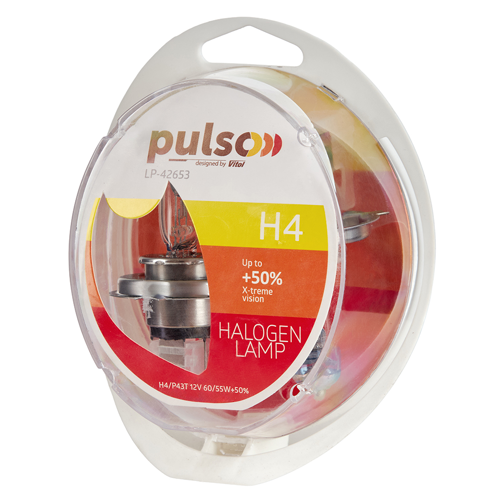 ����� PULSO/��������� H4/P43T 12v60/55w+50% X-treme Vision/plastic box