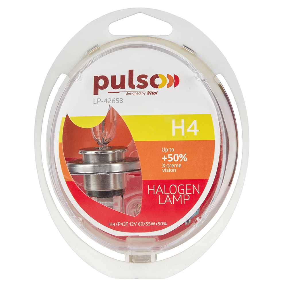 ����� PULSO/��������� H4/P43T 12v60/55w+50% X-treme Vision/plastic box