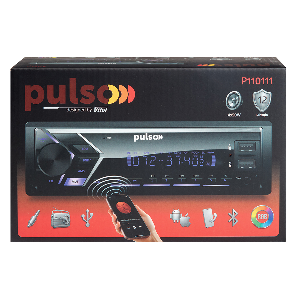 ������������� Pulso-110111:RGB, USB, FM, RCA, LCD-�������, 4�50 ��, ��������� ����� Bluetooth