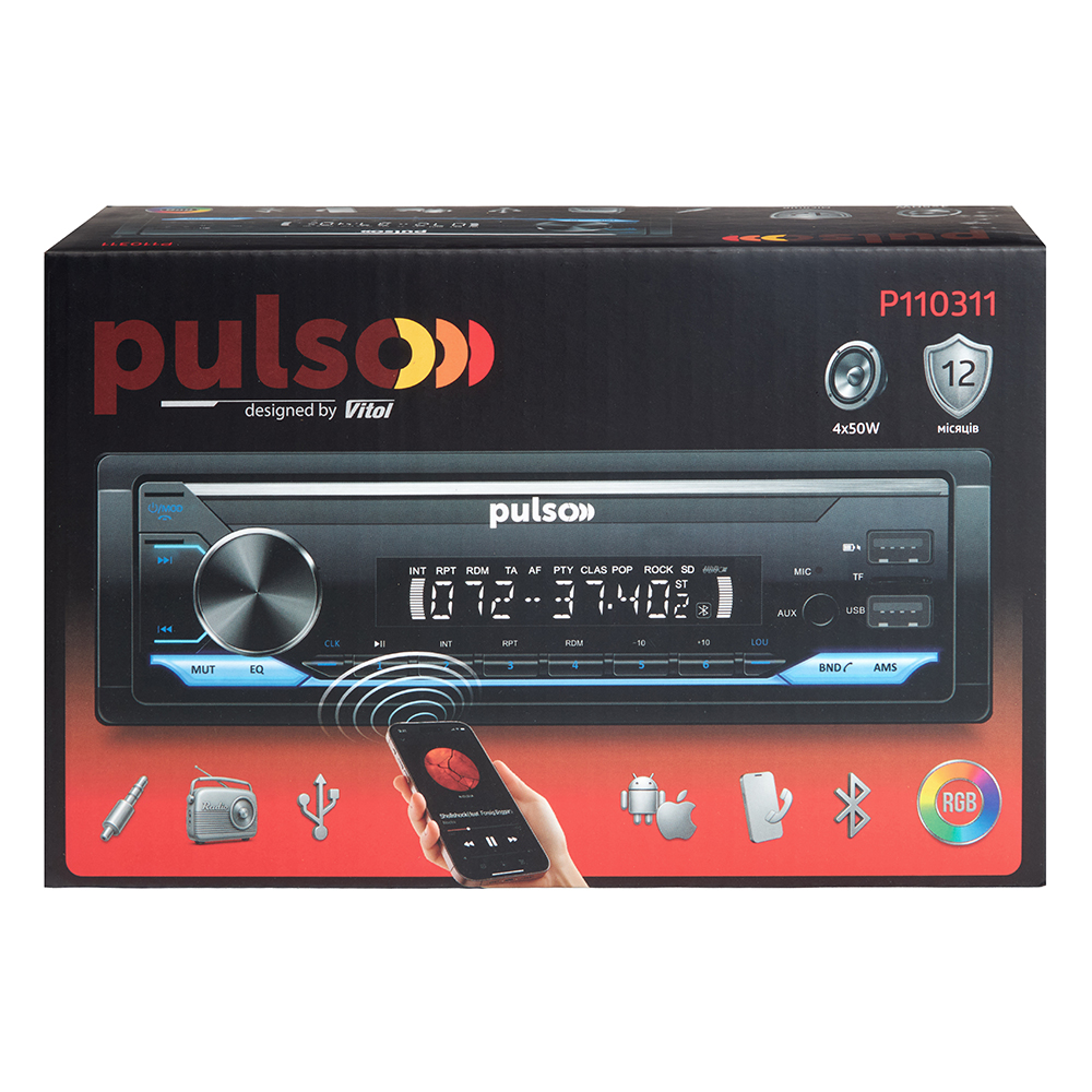 ������������� Pulso-110311:RGB, USB, FM, RCA, LCD-�������, 4�50 ��, ��������� ����� Bluetooth