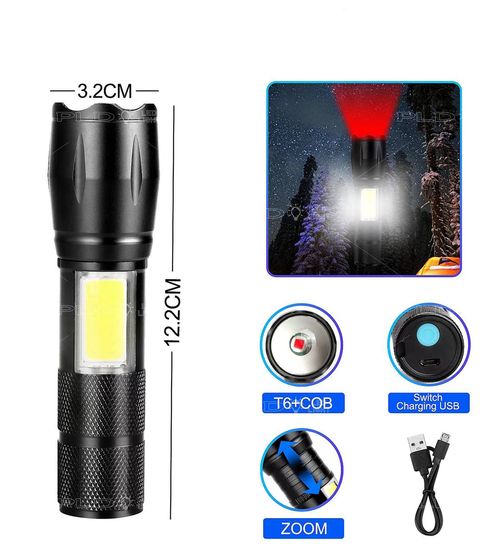 ˳���� Police C609-T6(Red)+COB(White), Li-Ion ����������, �� microUSB, zoom, Box