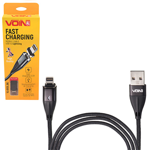 ������ ��������� VOIN USB - Lightning 3�, 2m, black (������ ������� / �������� �����)
