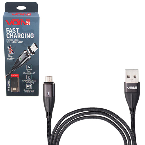 ������ ��������� VOIN USB - Micro USB 3�, 2m, black (������ ������� / �������� �����)
