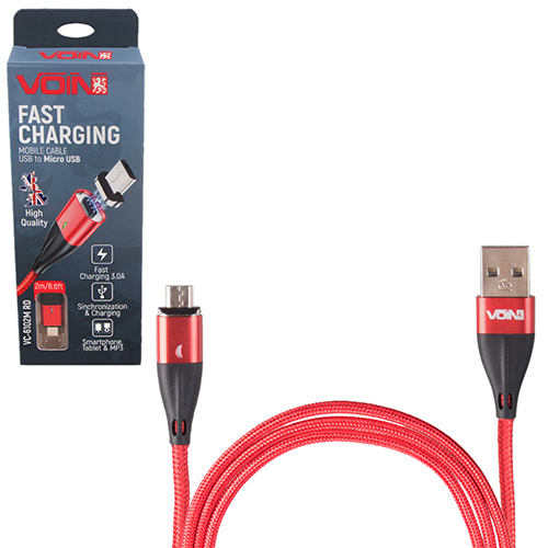 ������ ��������� VOIN USB - Micro USB 3�, 2m, red (������ ������� / �������� �����)