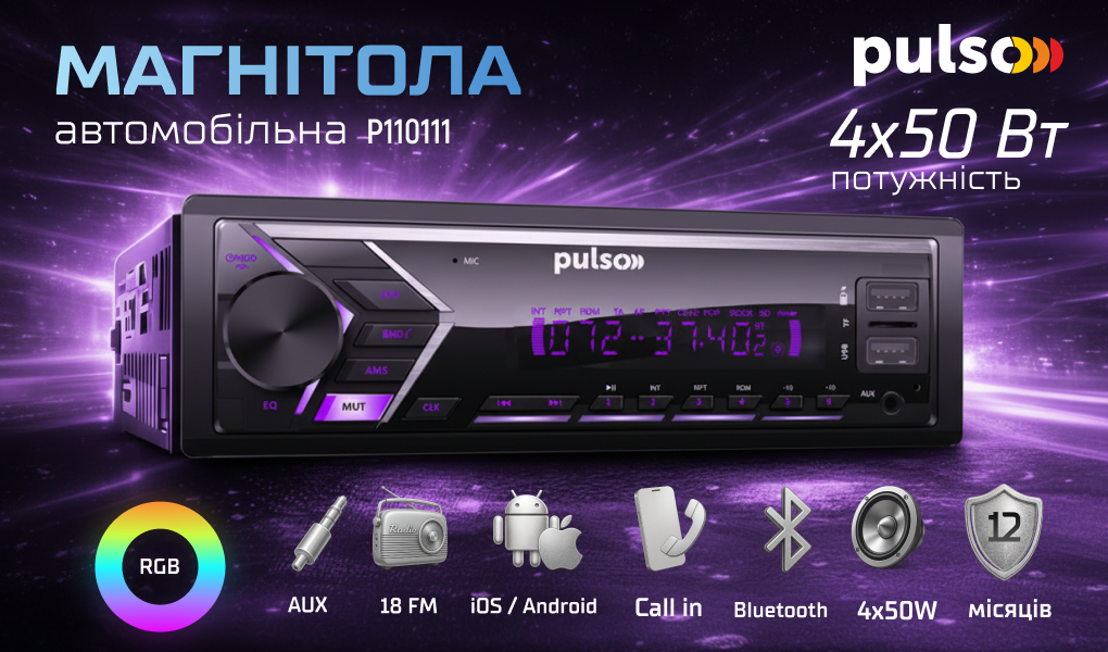 ������������� Pulso-110111:RGB, USB, FM, RCA, LCD-�������, 4�50 ��, ��������� ����� Bluetooth