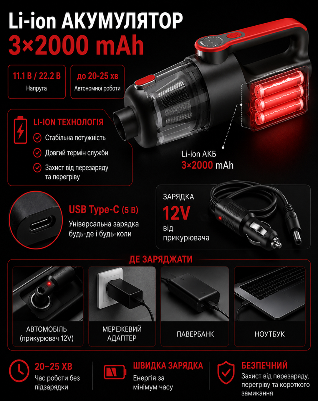 ������� "VOIN" V-82CL 120W/���-3x2000mAh/������ �� ���� �������/�����