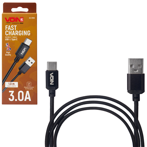 ������  VOIN CC-1701C USB - Type C 3�, 1m, black (������ �������/�������� �����)
