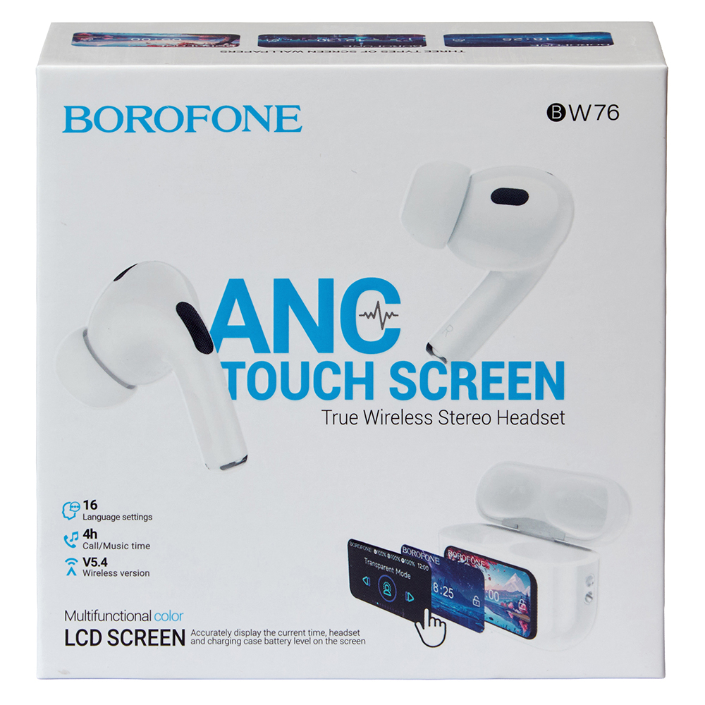 ��������� ��������� TWS BOROFONE BW76 White, bluetooth 5.4, ANC, ��������� �����