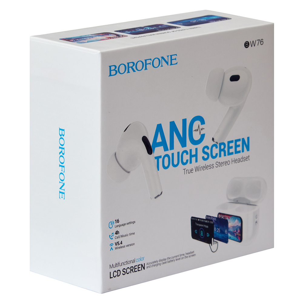 ��������� ��������� TWS BOROFONE BW76 White, bluetooth 5.4, ANC, ��������� �����