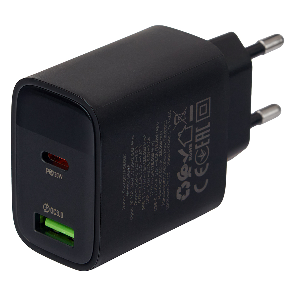 ��������� �������� �������  BOROFONE BA96A Type-C: 20W,  USB-A?18W LED �������, Black