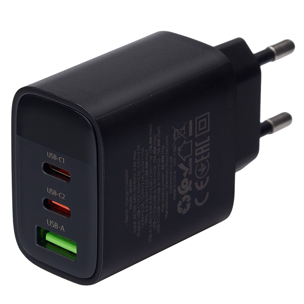 ��������� �������� �������� �������  BOROFONE BA98A USB-C1/C2:30W, USB-A?18W Black
