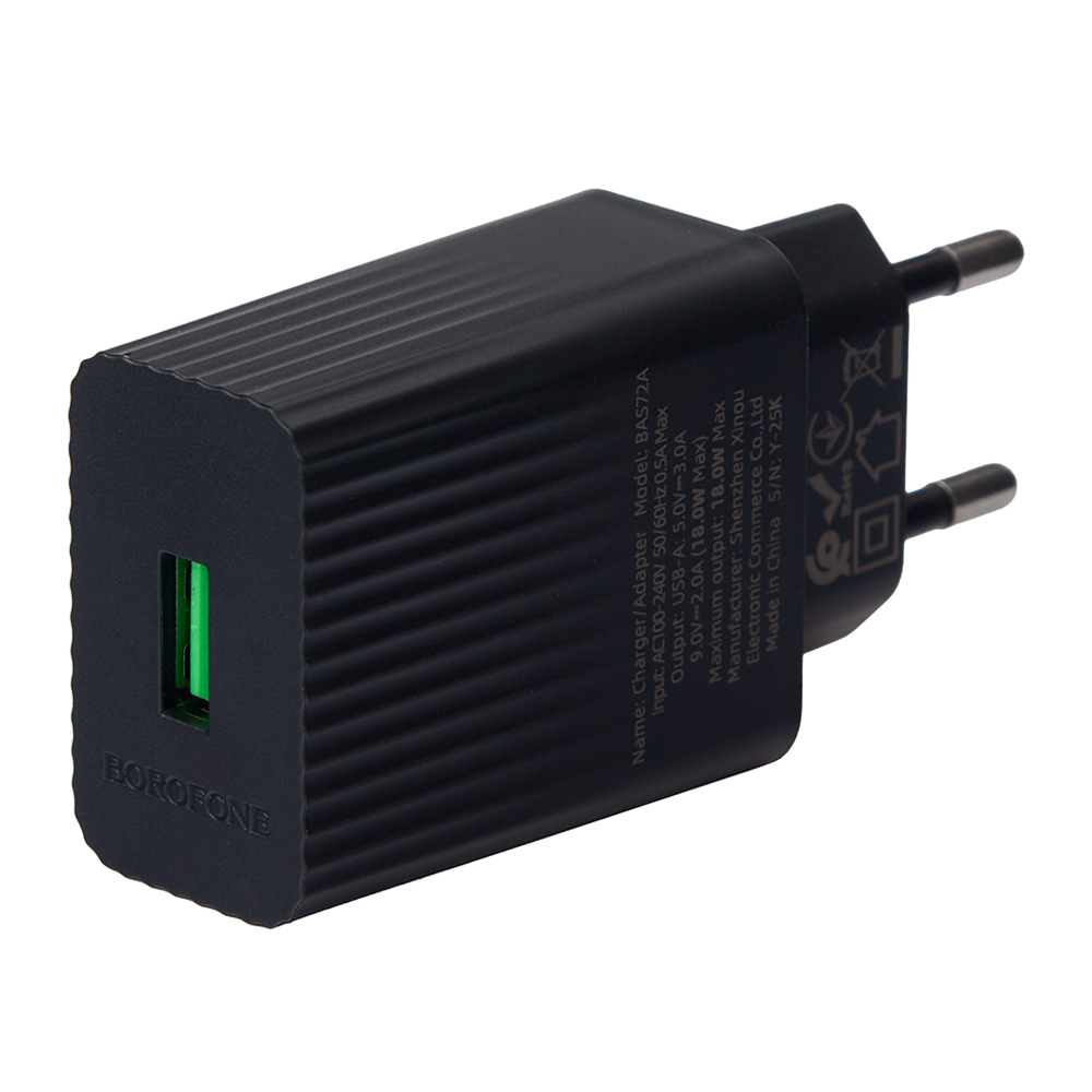 ��������� �������� �������  BOROFONE BAS72A USB-A: 18W (QC/FCP/AFC) Black
