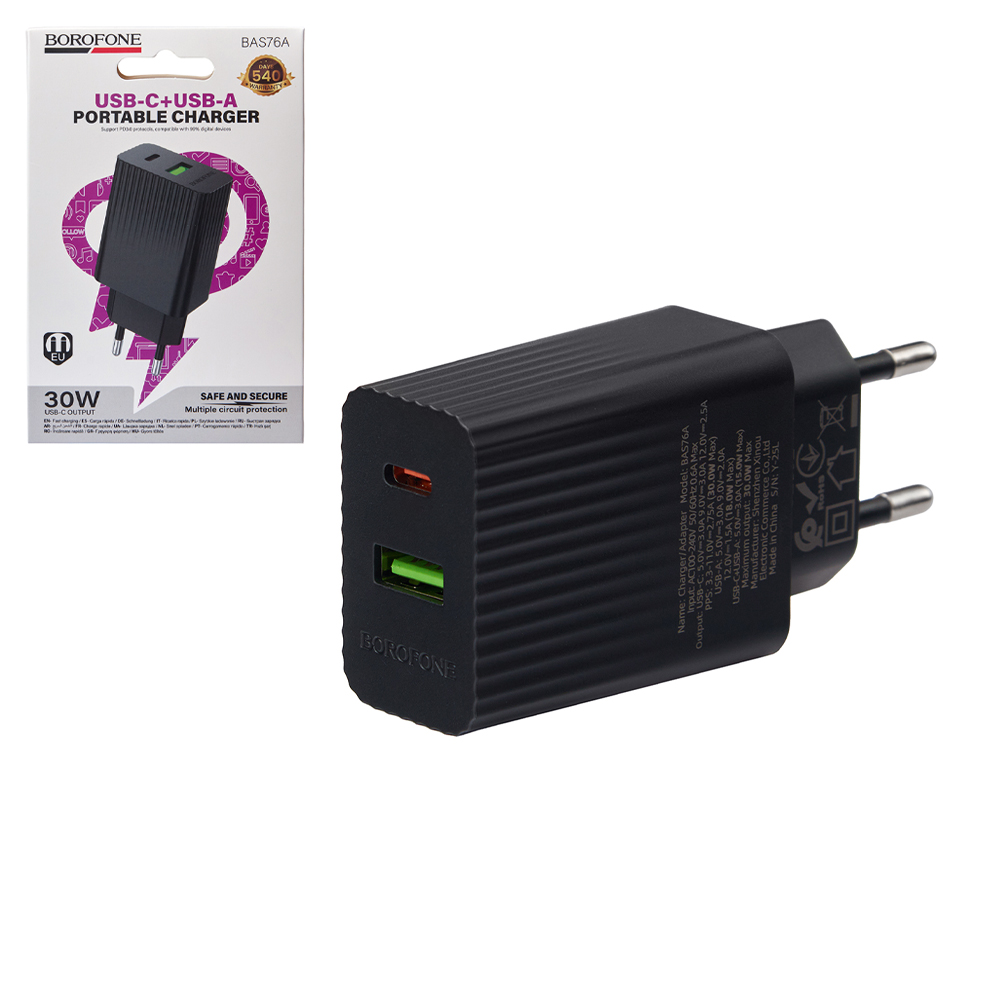��������� �������� �������  BOROFONE BAS76A PD30W+QC3.0 Black