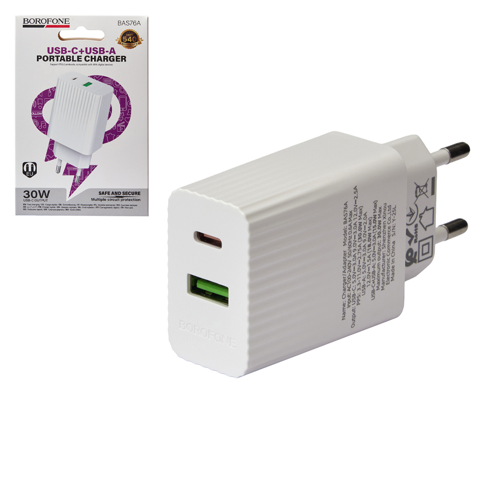 ��������� �������� �������  BOROFONE BAS76A PD30W+QC3.0 White