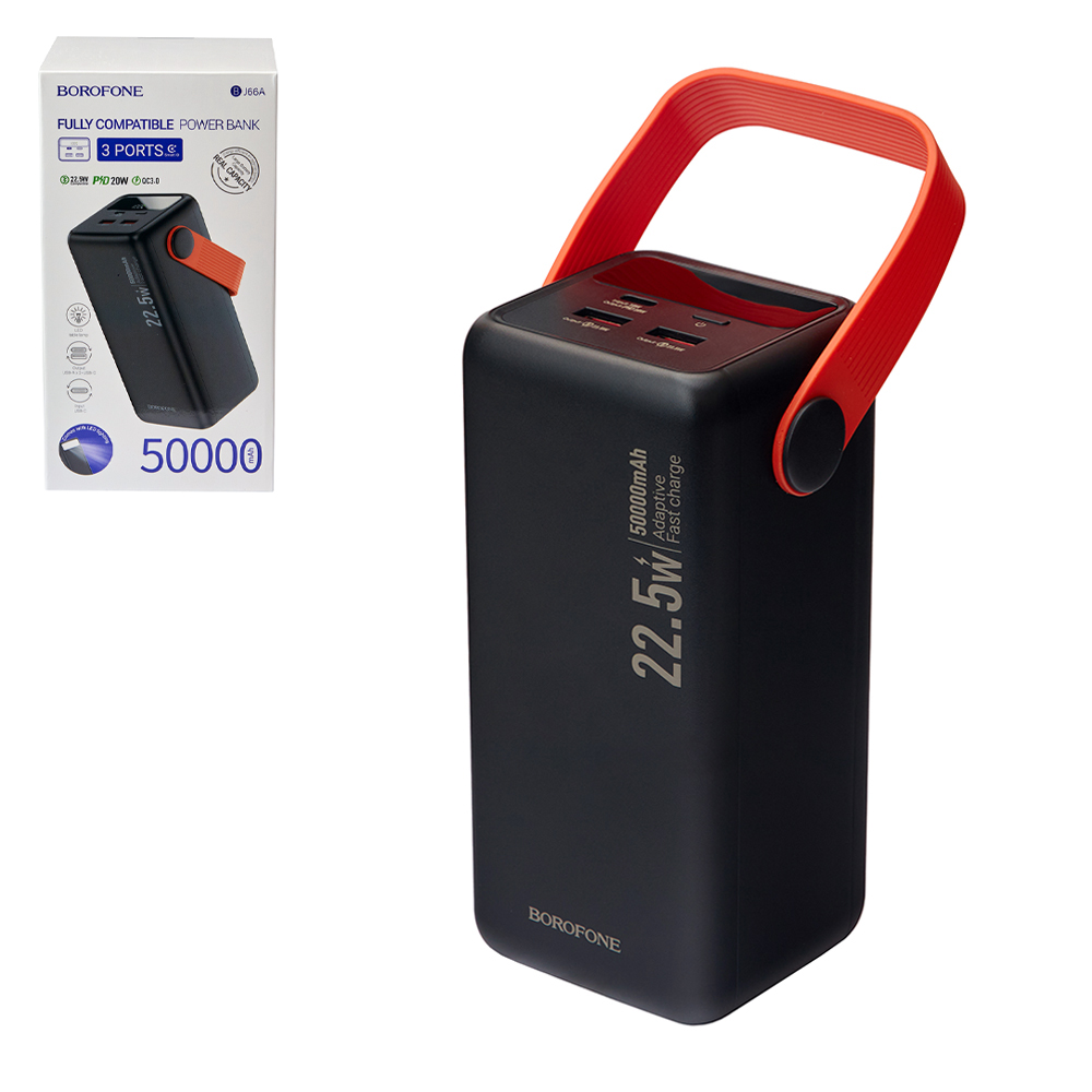 Power bank Borofone BJ66A 50000 mAh 22,5W+PD20W Black, LED �������, �������