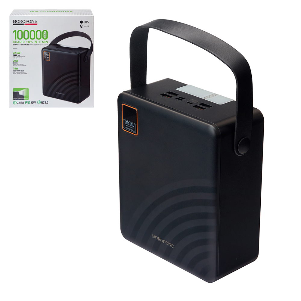Power bank Borofone BJ85 100000 mAh 22,5W+PD20W Black, LED �������, �������