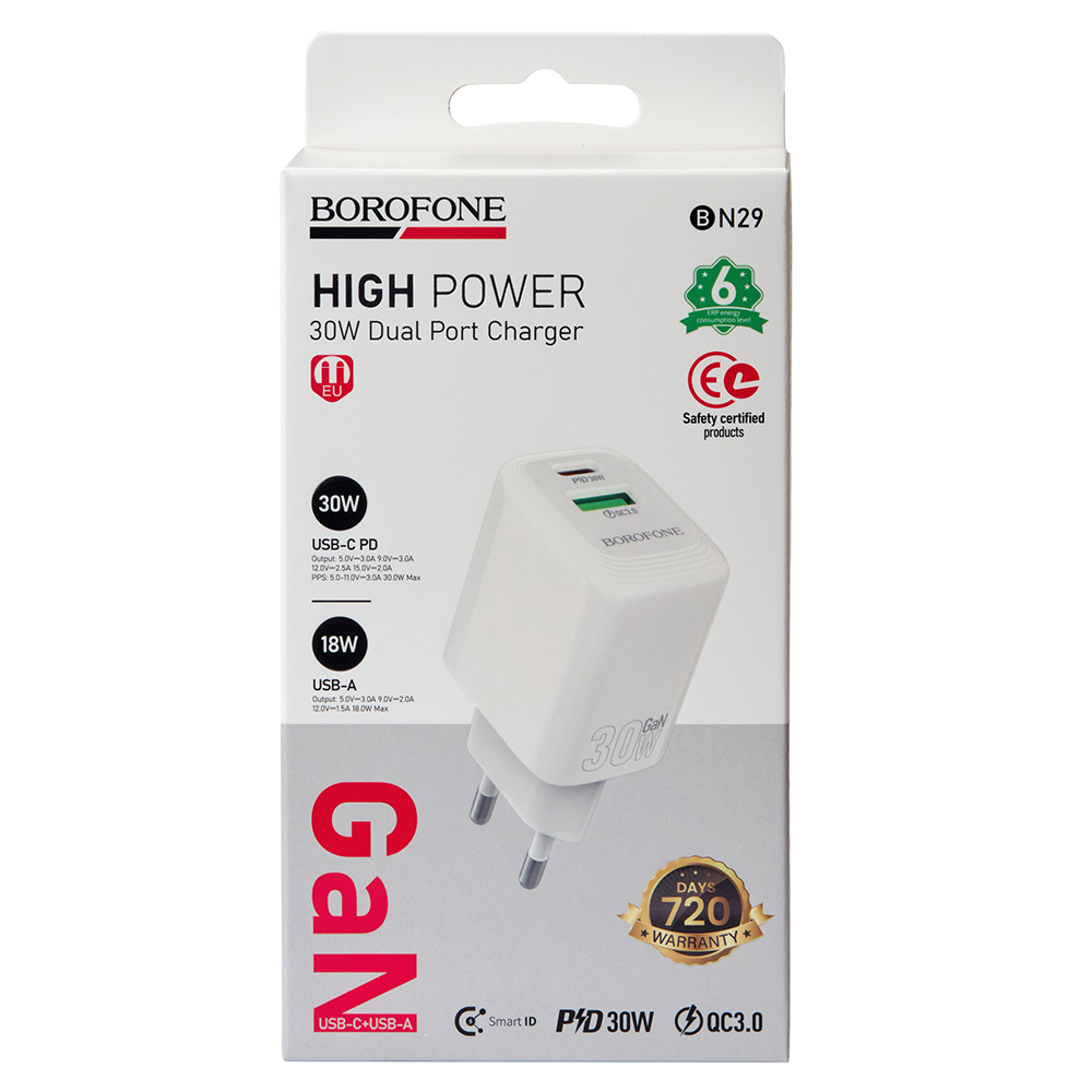 ��������� �������� �������  BOROFONE BN29 PD30W+QC3.0 18W White