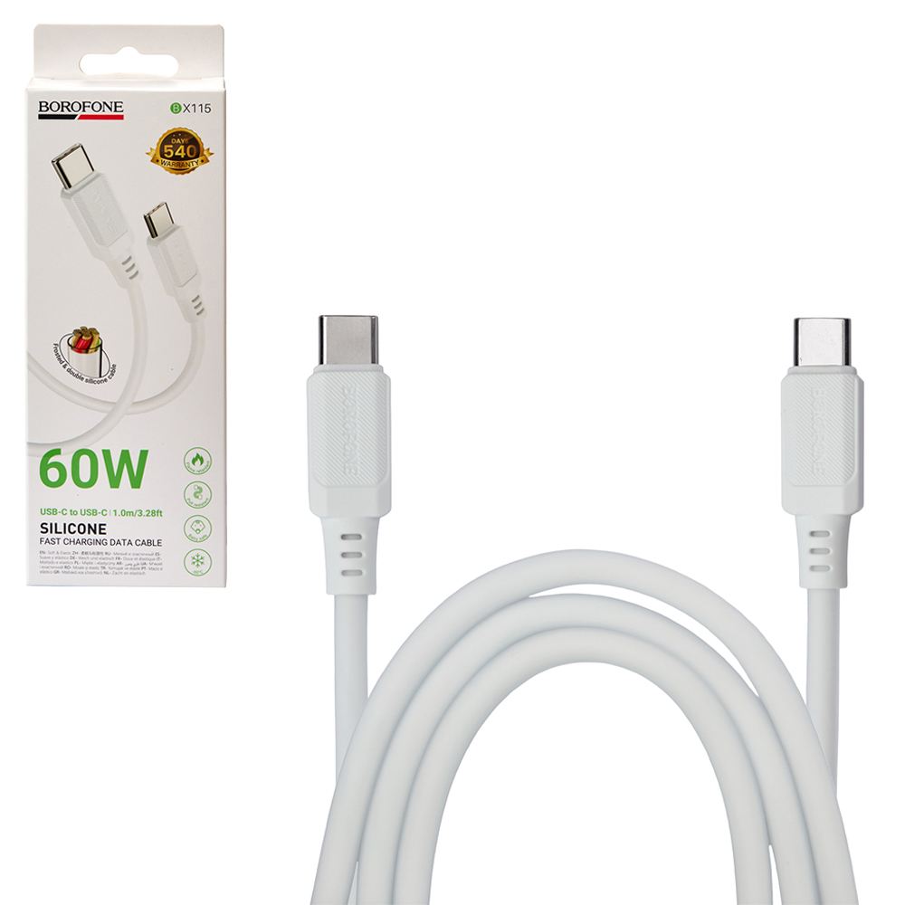 ������ BOROFONE BX115W, Type-C - Type-C 60W, 1m, White (������ �������/�������� �����)