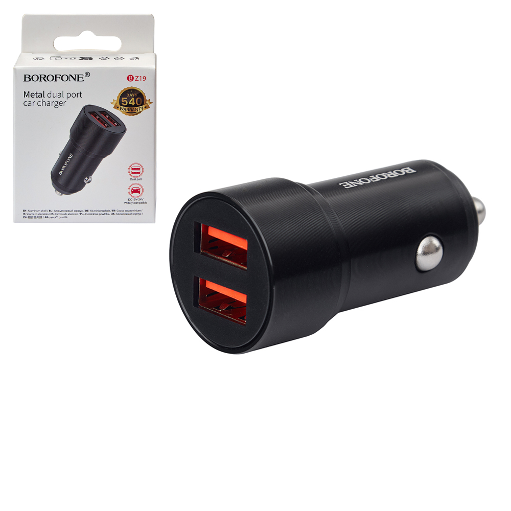 ������������ �������� ������� BOROFONE BZ19, USB-A 1/2: 5V/2.4A Black