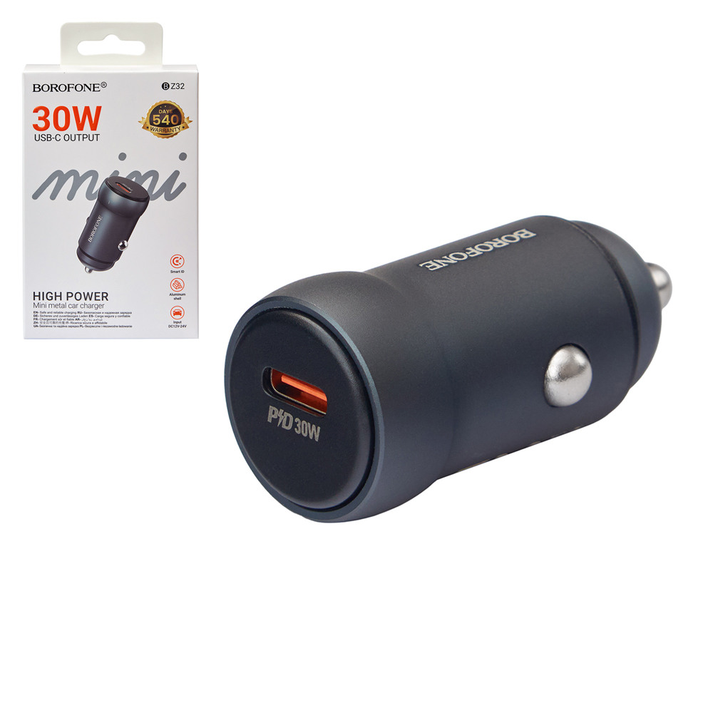 ������������ �������� ������� BOROFONE BZ32, USB-C: 30W (PD/QC/FCP/AFC) Metal gray