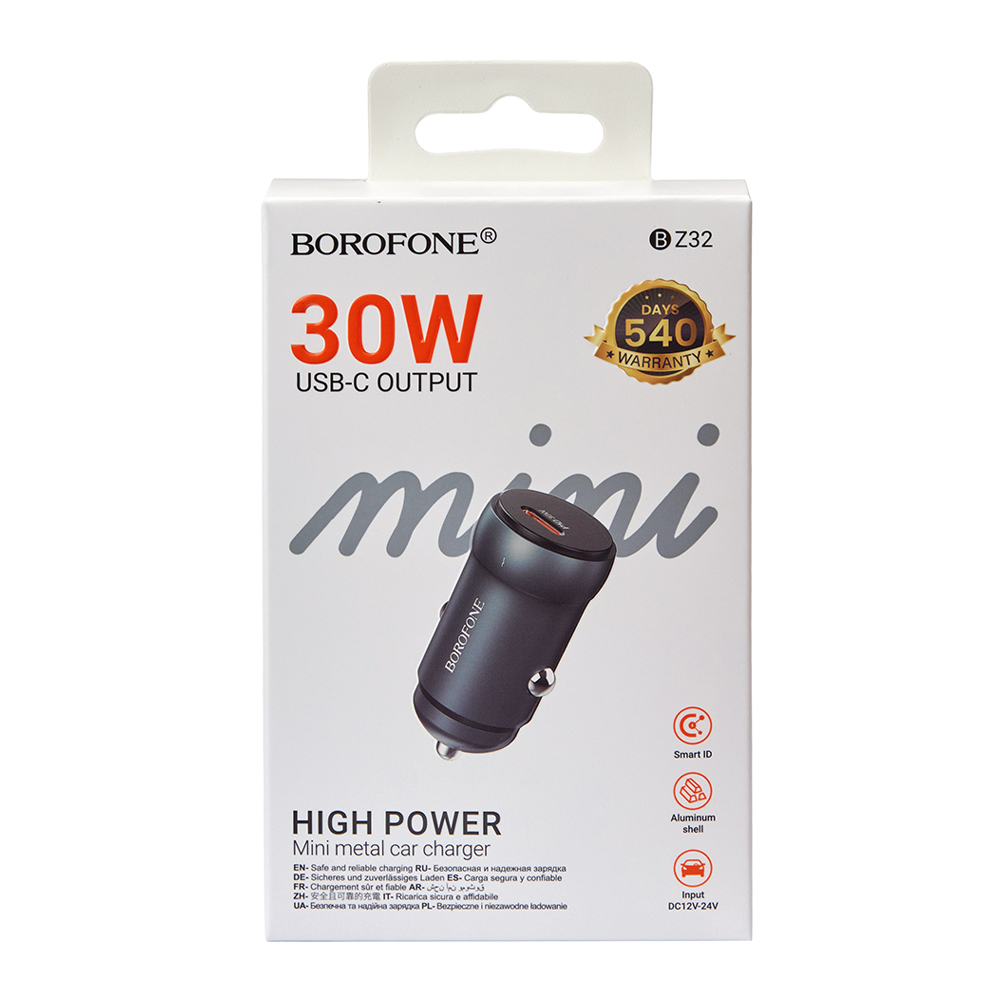 ������������ �������� ������� BOROFONE BZ32, USB-C: 30W (PD/QC/FCP/AFC) Metal gray