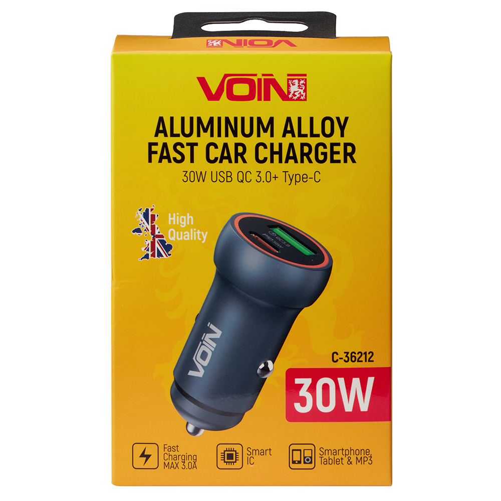 ������������ �������� ������� VOIN 30W, 1USB QC3.0 18W + 1PD 30W, 12/24V