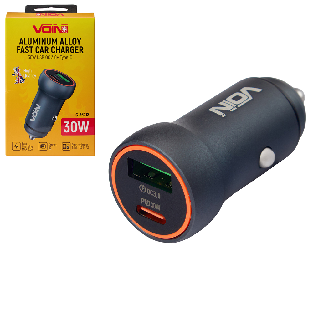 ������������ �������� ������� VOIN 30W, 1USB QC3.0 18W + 1PD 30W, 12/24V