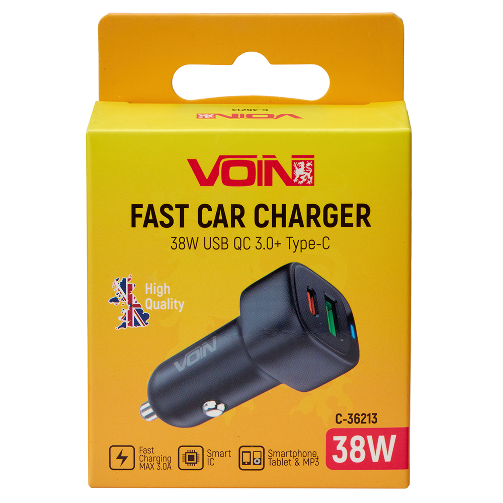 ������������ �������� ������� VOIN 38W, 1USB QC3.0 18W + 1PD 20W, 12/24V