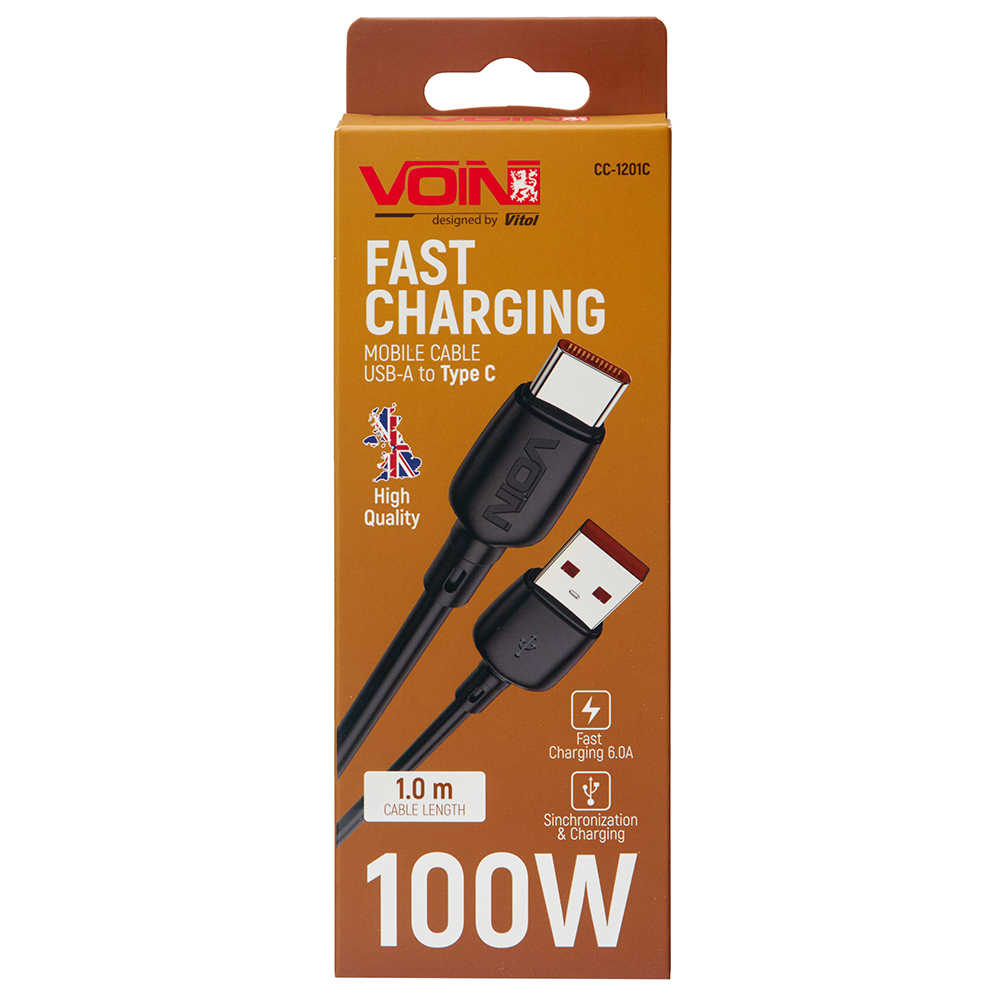 ������ VOIN CC-1201C USB - Type C 100W 1m, Black (������ �������/�������� �����)