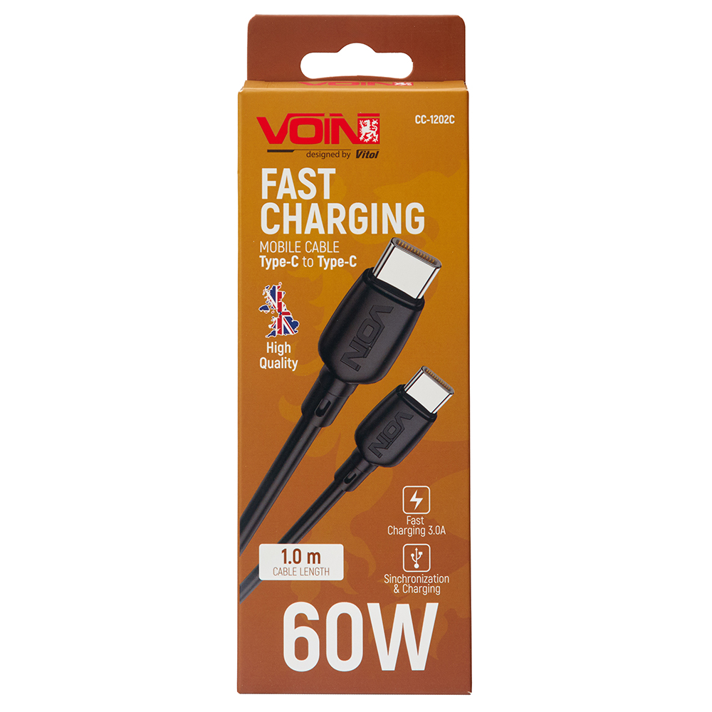 ������ VOIN CC-1202C Type C - Type C 60W 1m, black (������ ������� / �������� �����)