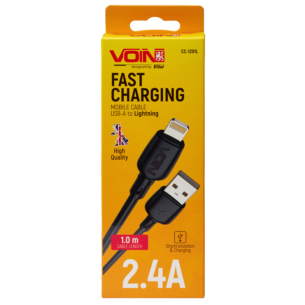 ������  VOIN CC-1201L USB - Lightning 2.4�, 1m, Black (������ �������/�������� �����)