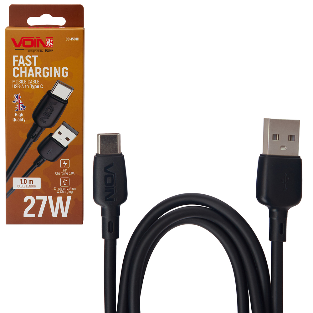 ������  VOIN CC-1501C USB - Type C 3�, 1m, black (������ �������/�������� �����)