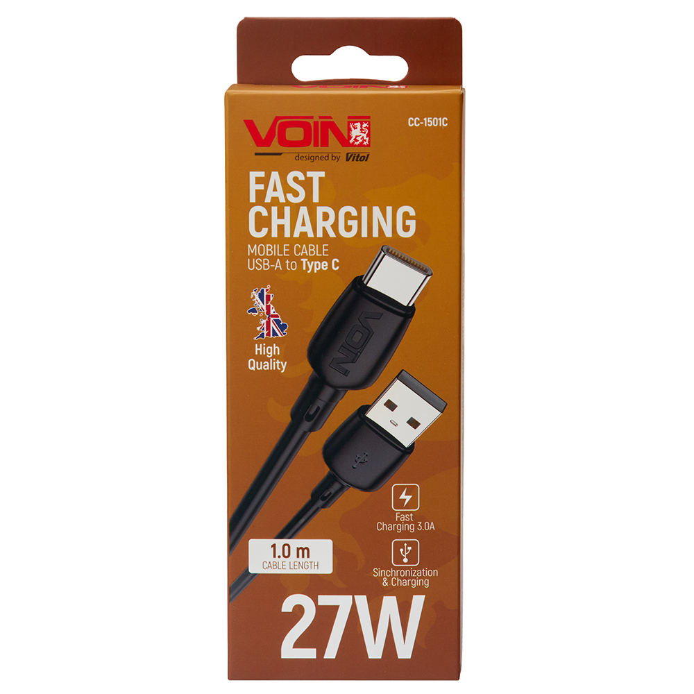 ������  VOIN CC-1501C USB - Type C 3�, 1m, black (������ �������/�������� �����)