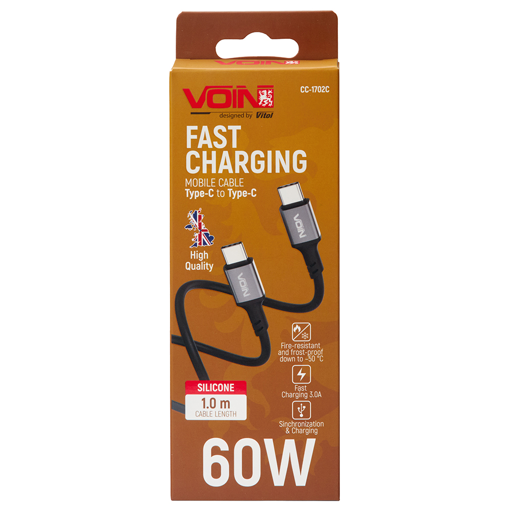 ������ VOIN CC-1702C Type C - Type C 60W 1m, black (������ ������� / �������� �����)