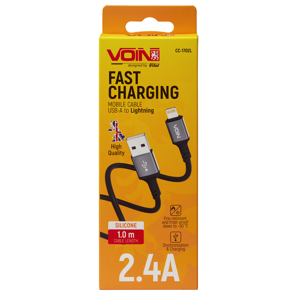 ������  VOIN CC-1702L USB - Lightning 2.4�, 1m, Black (������ �������/�������� �����)