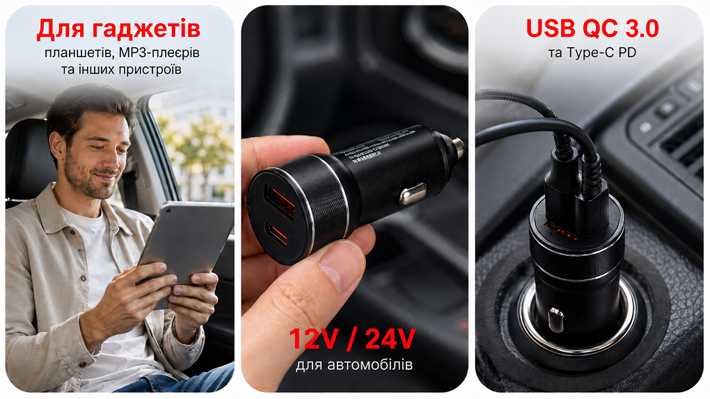 ������������ �������� ������� VOIN 30W, 1USB 10W + 1PD 27W, 12/24V