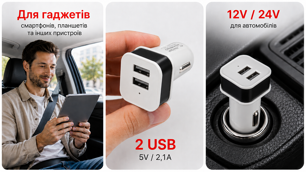 ������������ �������� ������� VOIN C-36210, 2USB (12/24V - 5V 2,1A)