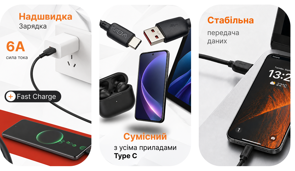 ������ VOIN CC-1201C USB - Type C 100W 1m, Black (������ �������/�������� �����)