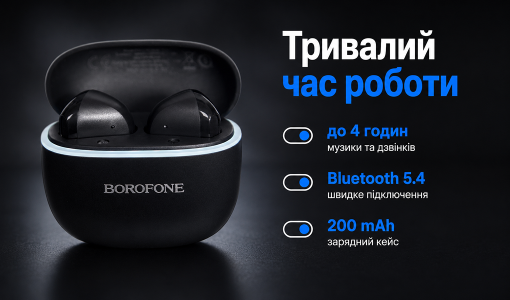 ��������� ��������� TWS BOROFONE FQ11 Black, bluetooth 5.4