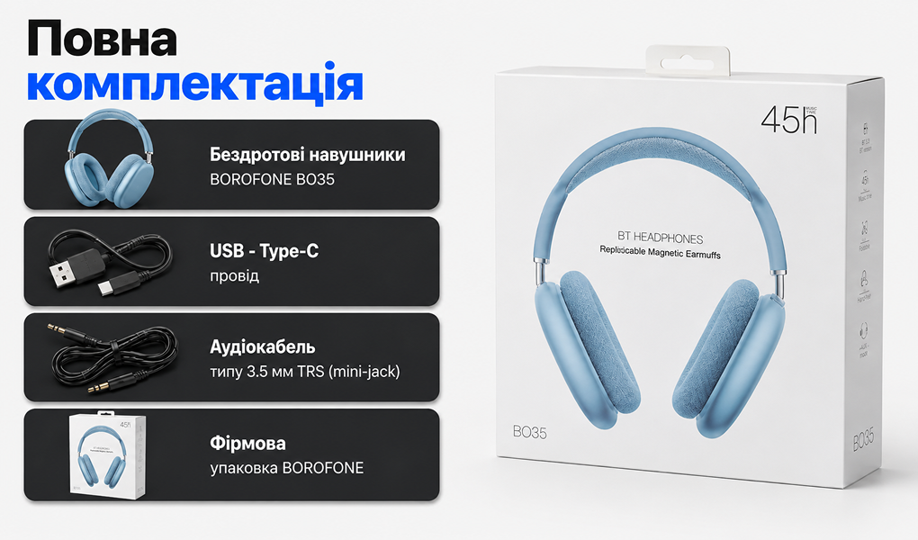 ��������� ��������� BOROFONE BO35 Blue, bluetooth 5.4