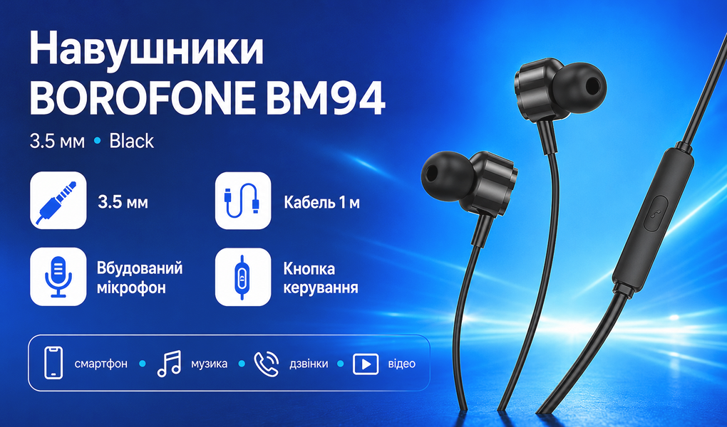 ��������� BOROFONE BM94 � ���������, 3.5��, 1� Black