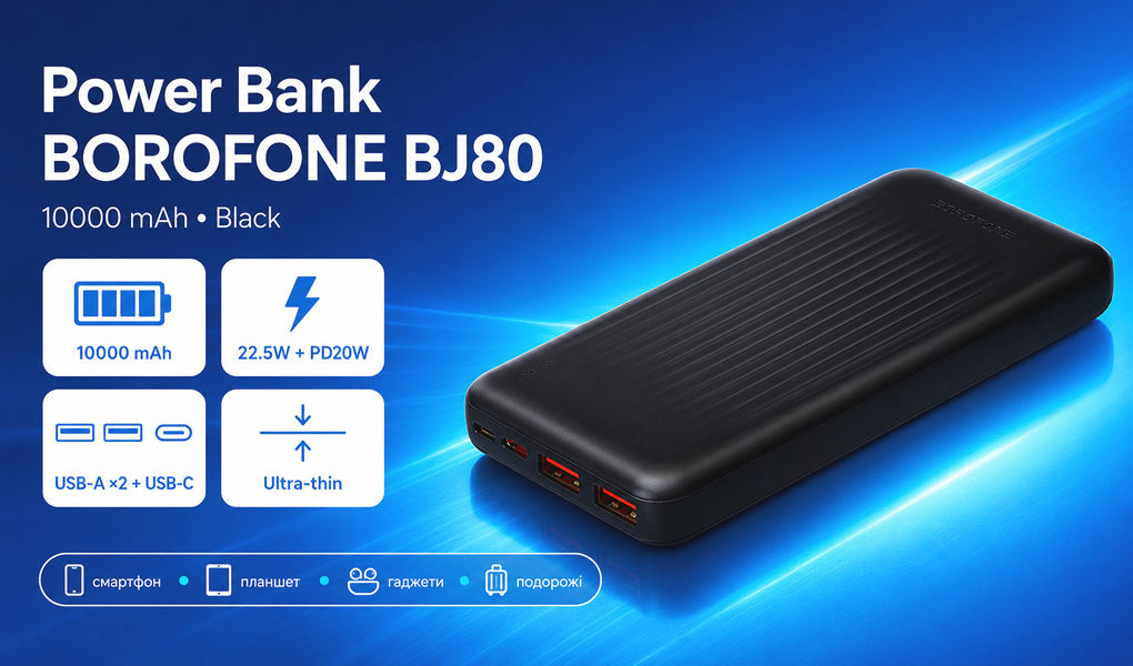 Power bank Borofone BJ80 10000 mAh 22,5W+PD20W Black