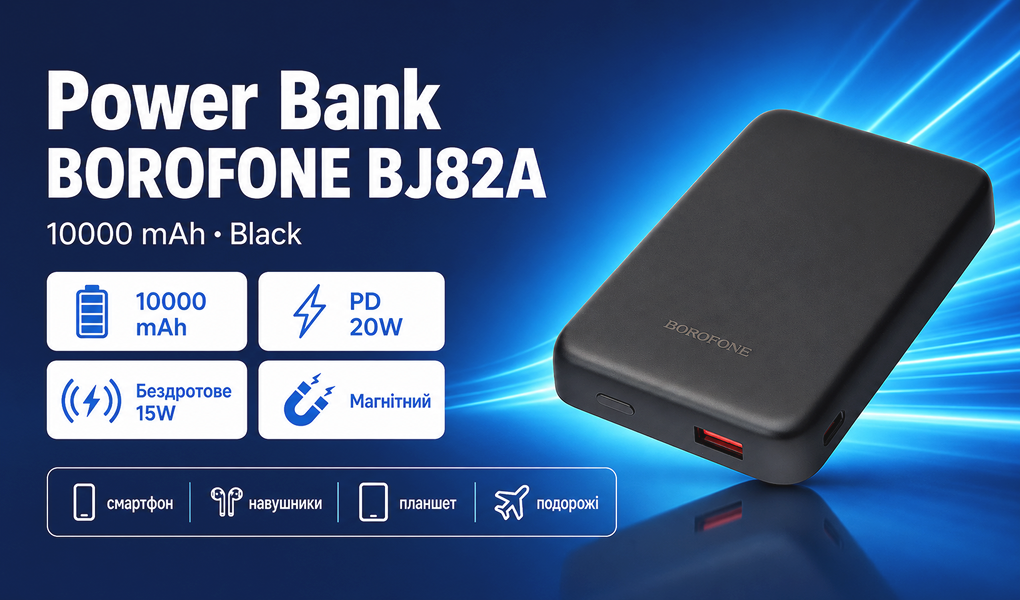 Power bank Borofone BJ82A 10000 mAh PD20W Black ���������