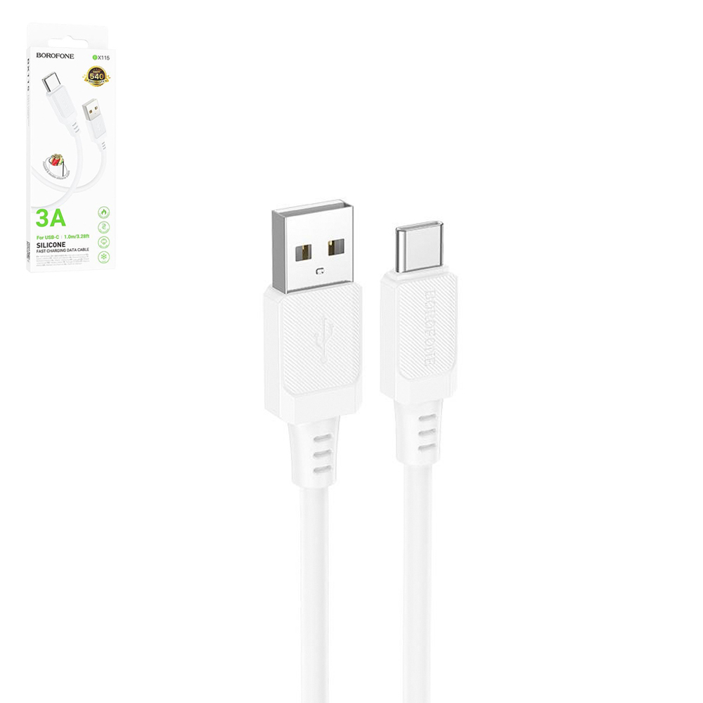 ������ BOROFONE BX115W, USB - Type-C 3�, 1m, White (������ �������/�������� �����)
