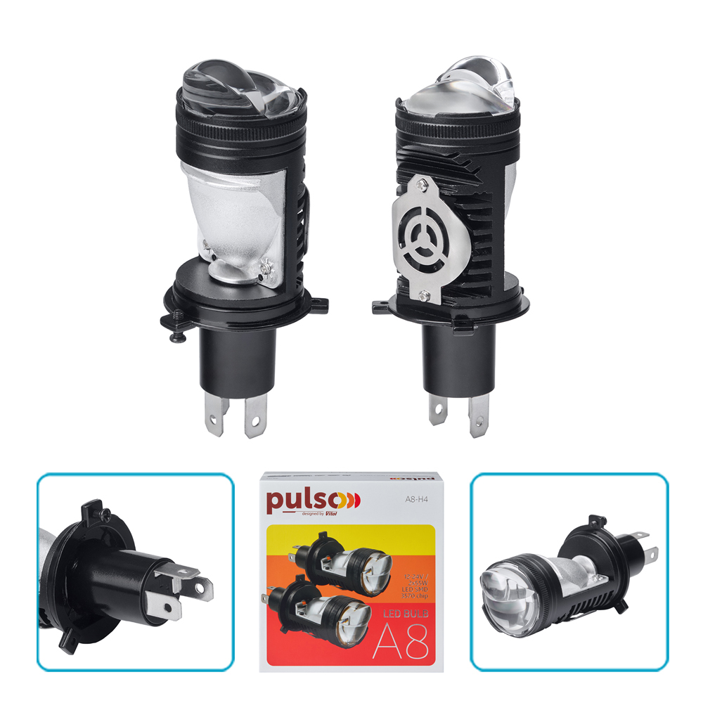 ����� PULSO A8/H4-H/L/LED-chips 3570/9-24v/2*55W/6000Lm/6000K