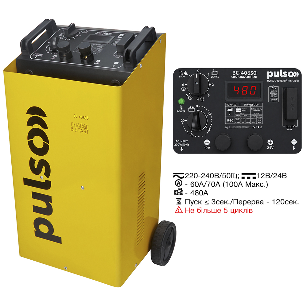 �����-�������� ������� PULSO BC-40650 12&24V/100A/Start-480A/����. �����.