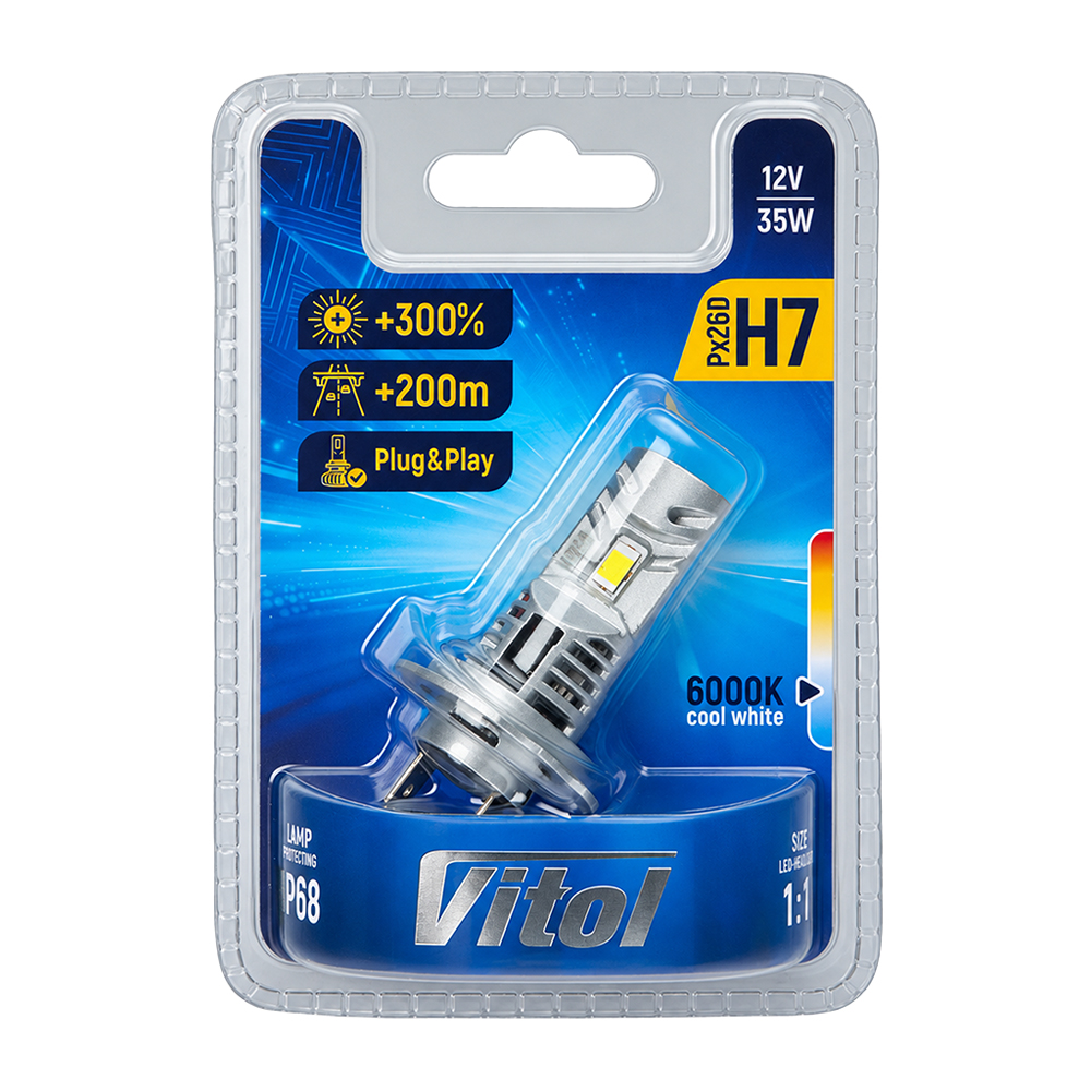 ����� VITOL LV1-H7/LED-chips 3570 CSP/9-18v/35w/3000Lm/6000K