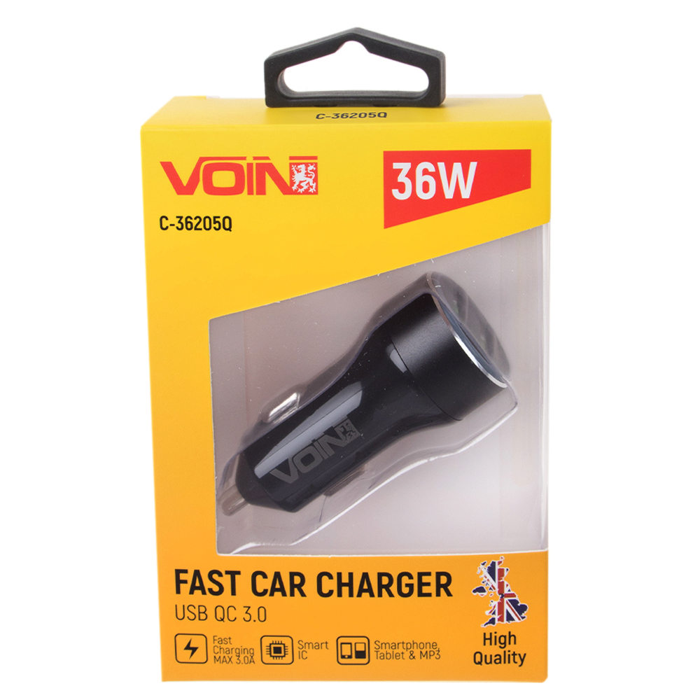 ������������ �������� ������� VOIN 36W, 2USB QC3.0, 12/24V (3.6-6.5V/3A; 6.5-9V/2A; 9V-12V/1.5)